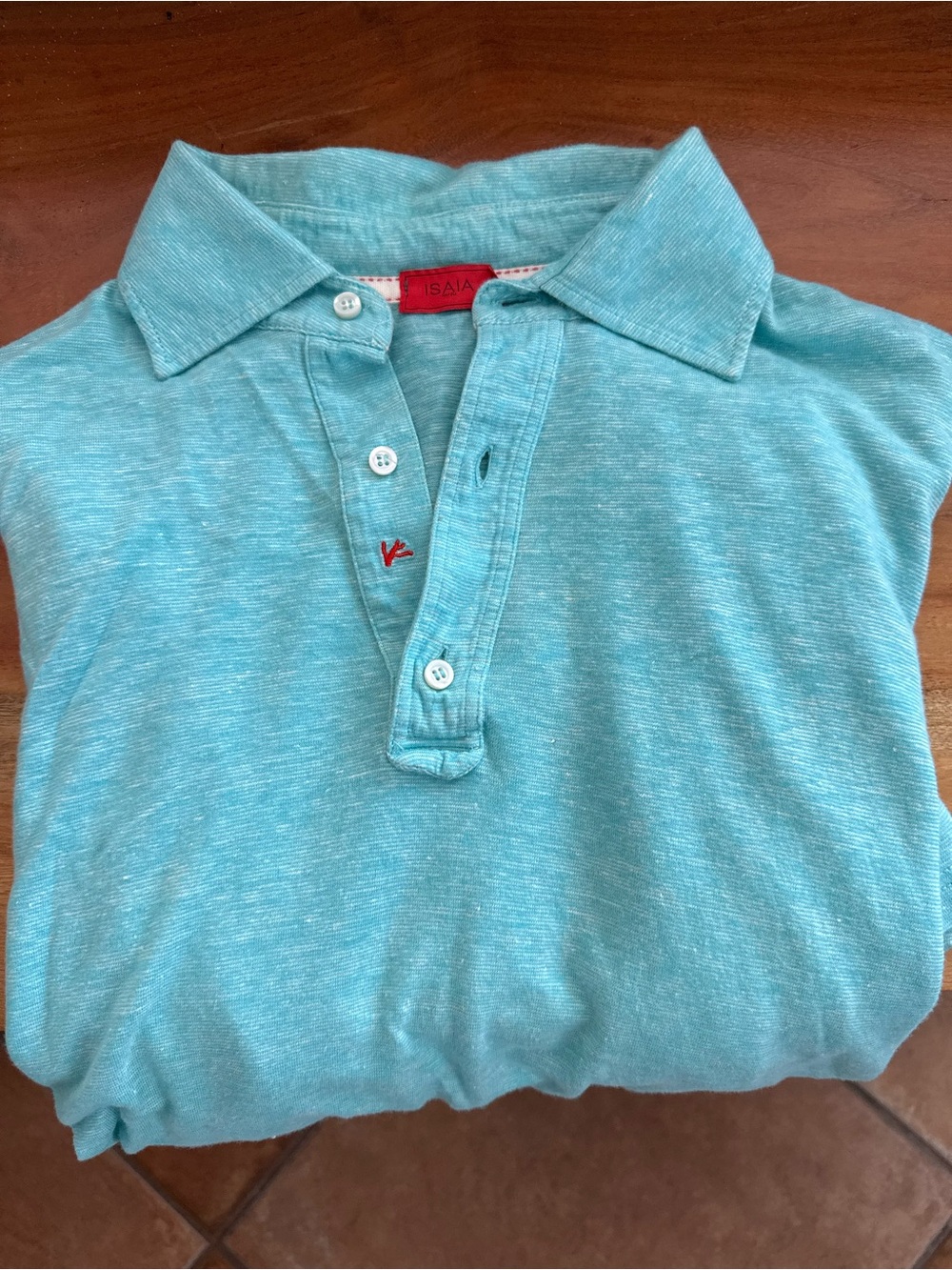 Gorgeous! Isaia Aqua Heather Polo Shirt